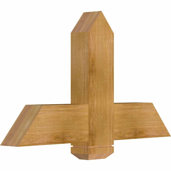 Eugene Rough Sawn Timber Gable Bracket, Western Red Cedar, 36W X 21H X 4D X 6F, 14/12 Pitch